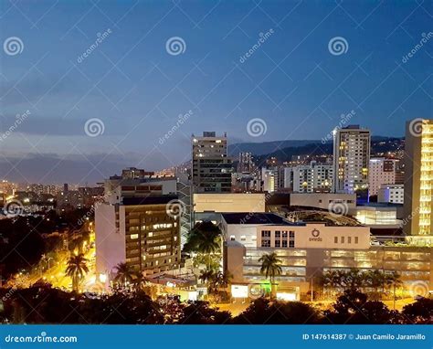 Amazing Panoramic Night View Or Landscape Of The City Of Medellin In