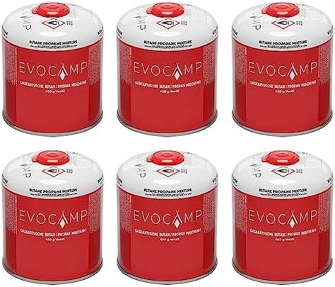 EVOCAMP 6X Propan Butan Gaskartuschen 450g einsetzbar für Weber Grills