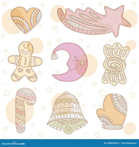 Gingerbread Doodle Pattern For Kids Stock Vector Illustration Of