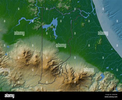 Heredia Province Of Costa Rica Colored Elevation Map With Lakes And