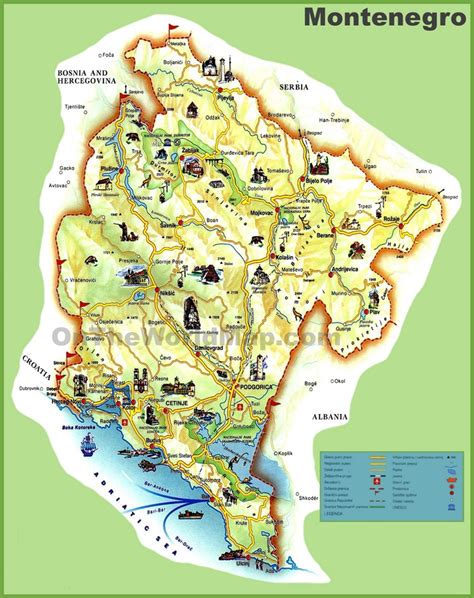 Montenegro tourist map - Ontheworldmap.com