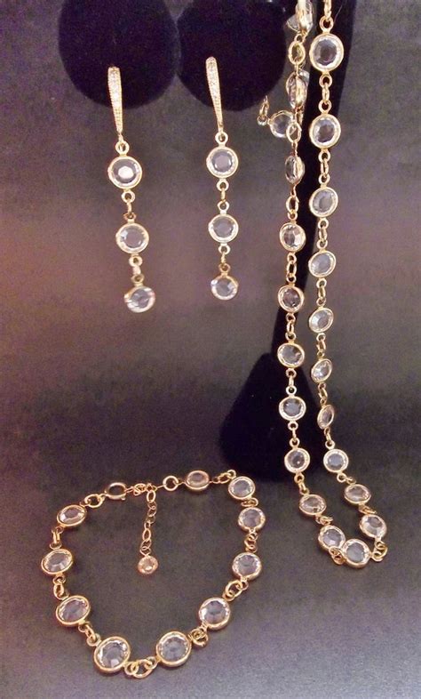 Gold Crystal Jewelry Set Swarovski Channel By Queenmejewelryllc