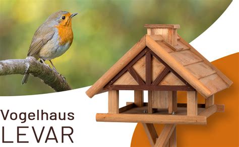 Voss Garden Levar Hochwertiges Vogelhaus Mit Kreuzstandfu Natur