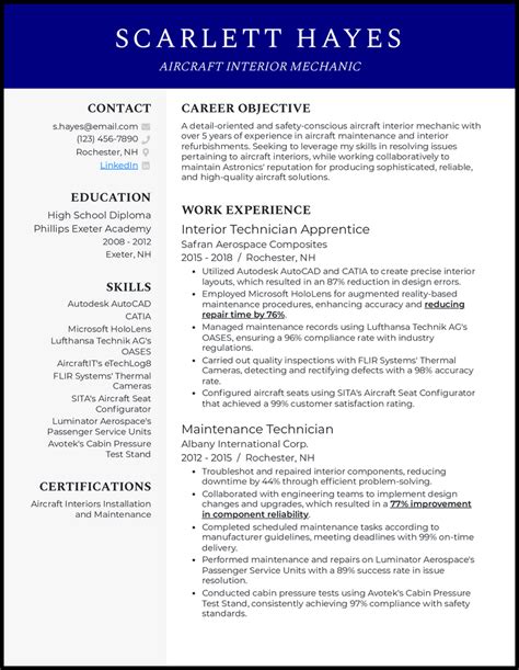 5 Aircraft Mechanic Resume Examples [& Templates]