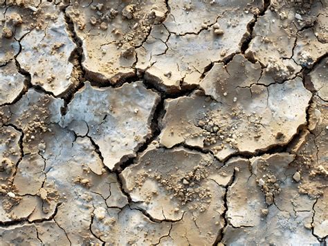 Dry cracked earth shows signs of drought during summer in a rural area