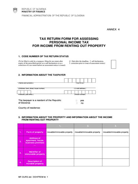 Fillable Online Annex 4 Tax Return Form For Assessing Personal Income