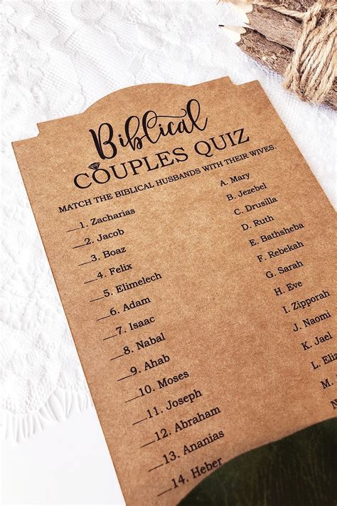 Biblical Couples Game Bible Couples Quiz Bible Couples Etsy