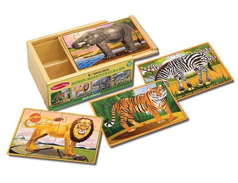 Melissa And Doug Wooden Jigsaw Puzzles In A Box Wild