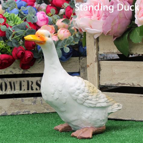 White Duck Garden Ornaments Patio Bird Figure Ducks Sculpture Etsy Uk