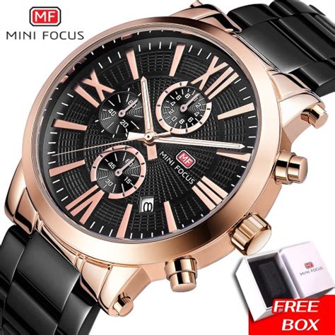 Jual GARANSI Mini Focus Jam Tangan Pria Bisnis Mewah Chronograph