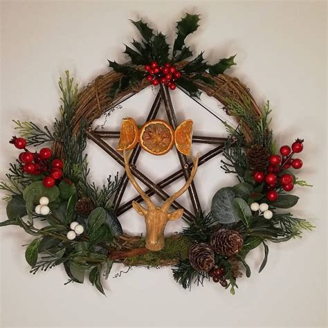 Yule wreath. Stag. Triple moon. | Pagan christmas, Pagan yule, Yule ...