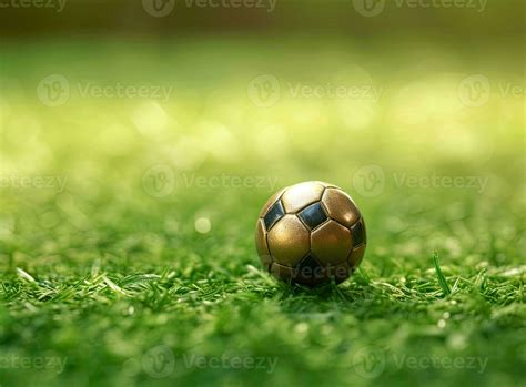 Trophy Of The Fifa World Cup On The Green Grass Of The Football Field