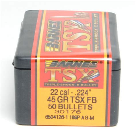 Barnes TSX Bullets 0 224 22 Caliber 45 Grain Solid Hollow Point Box