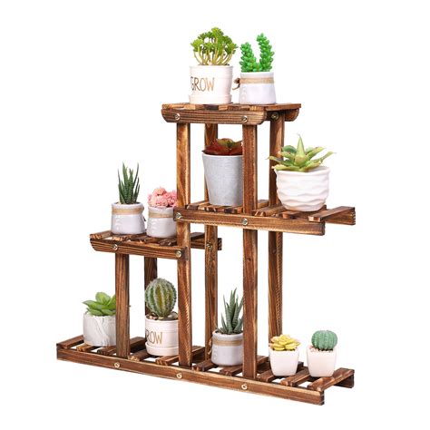 Unho 4 Tier Succulent Stand Plant Shelf Wooden Rack Holder Display