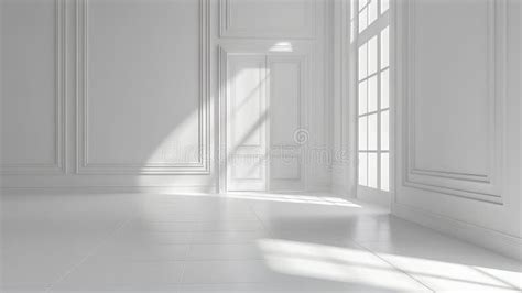 An Empty White Room with a Large Window Stock Photo - Image of shadow ...