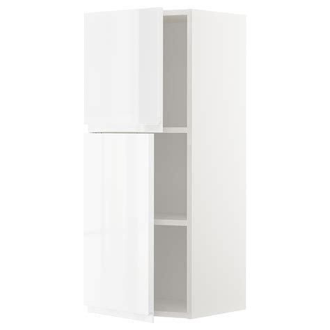 Metod Wall Cabinet With Shelves 2 Doors White Voxtorp High Gloss White 40x100 Cm Ikea