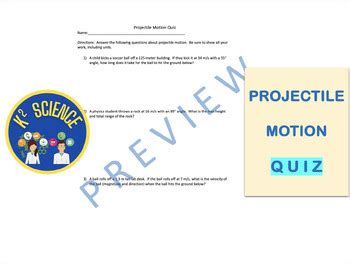 Projectile Motion Quiz 2 D Kinematics Unit Physics By K Squared Science