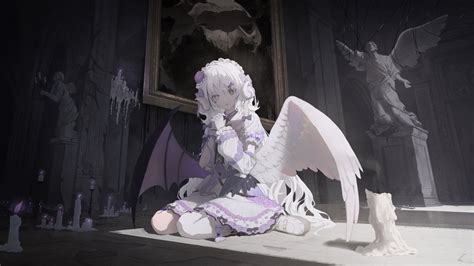 Safebooru 1girl Angel Wings Asymmetrical Legwear Asymmetrical Wings