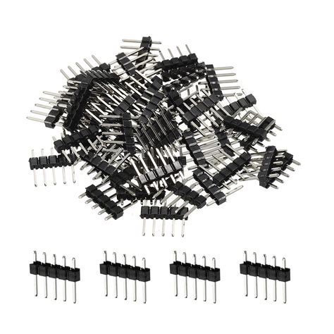 Uxcell Pack Of 50 Straight Pin Header DIP Single Row 5 Pin 2 54mm Pitch