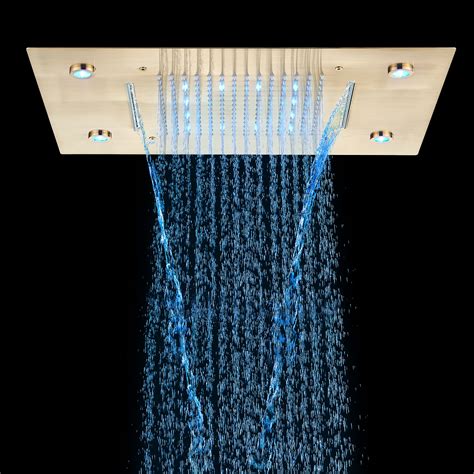 Suguword X Inch Rain Shower Head Led Shower Head Brushed Gold