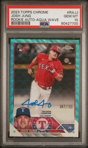 Topps Chrome Josh Jung Aqua Wave Refractor Rookie Rc Auto