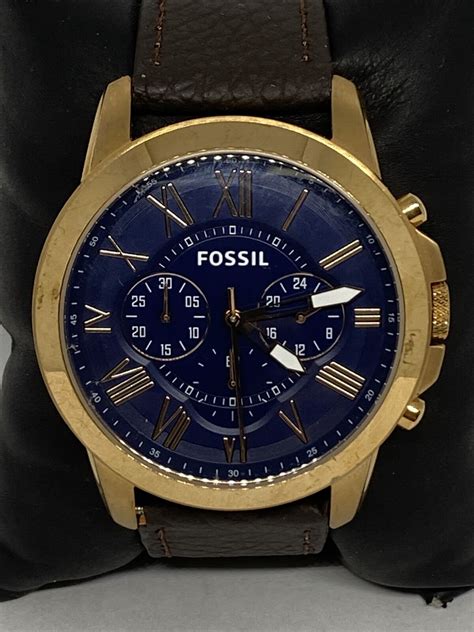 Fossil Grant Fs Men S Brown Leather Analog Dial Quartz Genuine