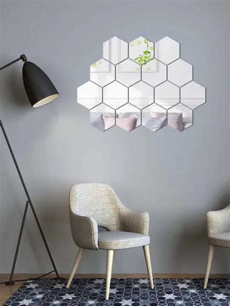 Stiker DInding Dekorasi Hexagon Mirror Acrylic Hiasan Dinding Akrilik