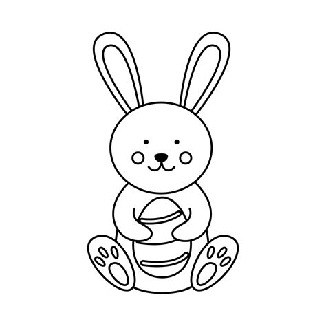 Vector image of cute black and white Easter rabbit. 5907162 Vector Art ...