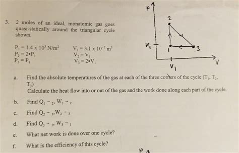 Solved 2 3. 2 moles of an ideal, monatomic gas goes | Chegg.com 