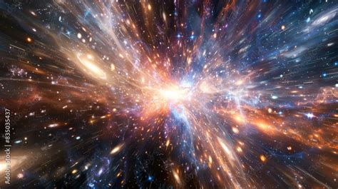 The universe's inception at the Big Bang, a powerful burst of energy ...