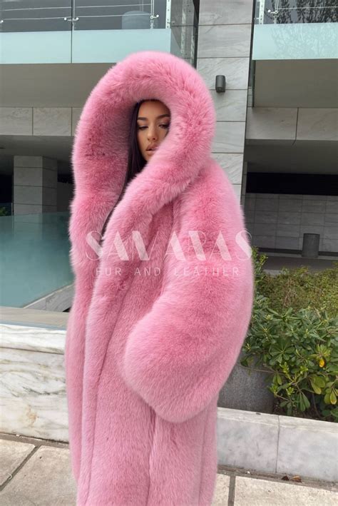 Luxury Pink Fox Fur Coat With Whole Skins Fur Jacketfox Fur Coatjacket Cozy Warm Luxury Fur