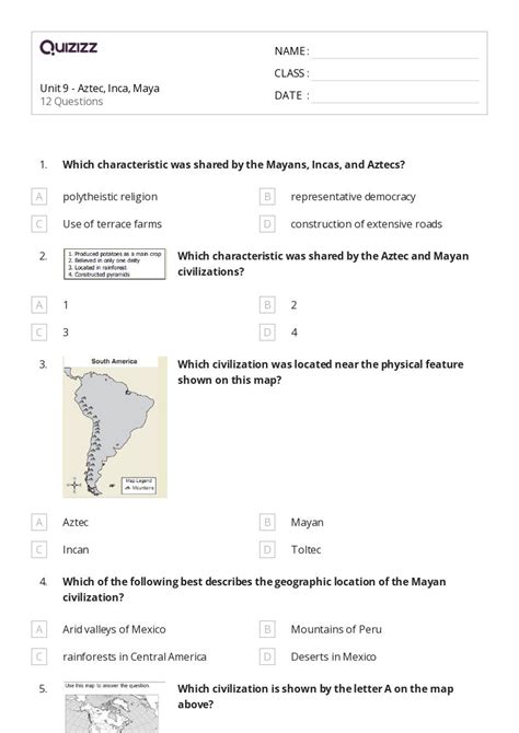 50 Aztec Civilization Worksheets On Quizizz Free Printable