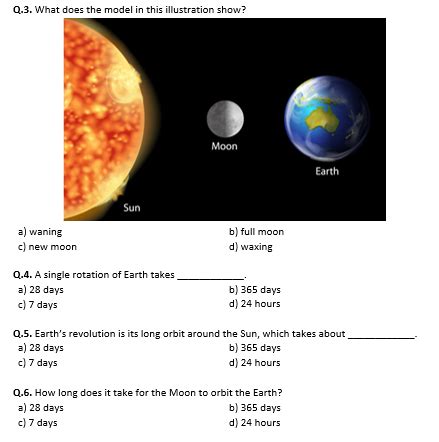 Sun Earth Moon System Worksheet