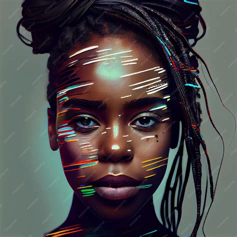 Premium Photo Abstract Portrait Of African American Woman With Glitch