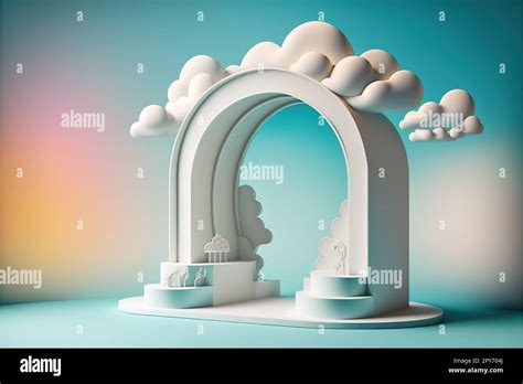 Arch In The Sky Podium For Product Display Stock Photo Alamy