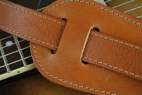 Handmade Thick Leather Guitar Strap By Pinegrove Leather Of Hebden