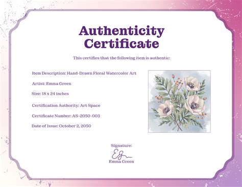 Free Printable Authenticity Certificate Templates To Customize Online