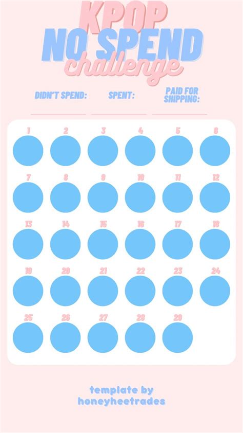 Kpop No Spending Challenge Template Spend