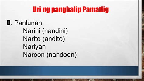 Ang Gamit Ng Panghalip At Uri Nitomga Halimbawa Ppt