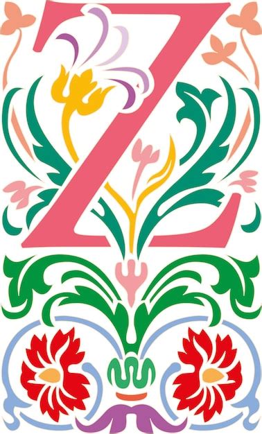 Premium Vector Letter Z Floral Rose Monogram Aesthetic Colorful