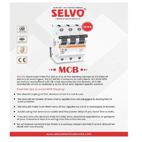 Selvo C A Three Pole Mcb At Rs Piece Mcb Switch In Noida Id