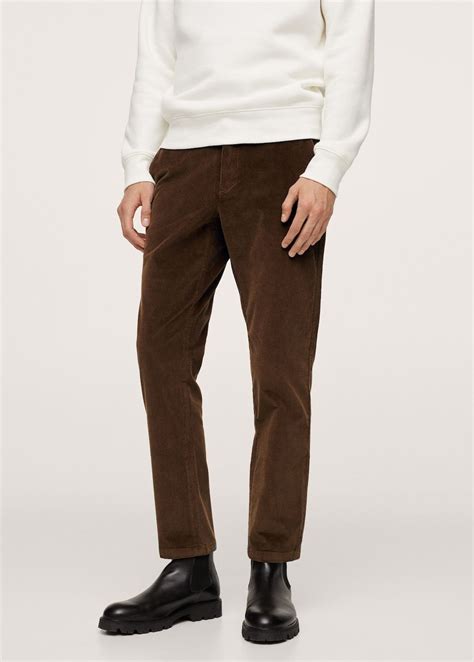 Pleated Corduroy Trousers Man Mango Man Ireland Männer Outfit Outfit Braune Hose Street