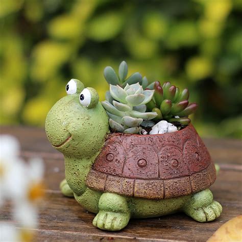 Clearance Under 10 Tyidzon Turtle Garden Decor Turtle Planter Resin