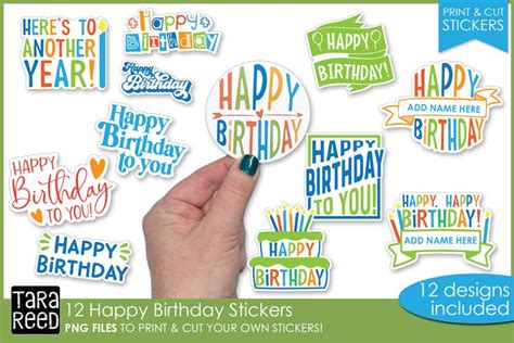 Printable Happy Birthday Stickers Print And Cut Stickers