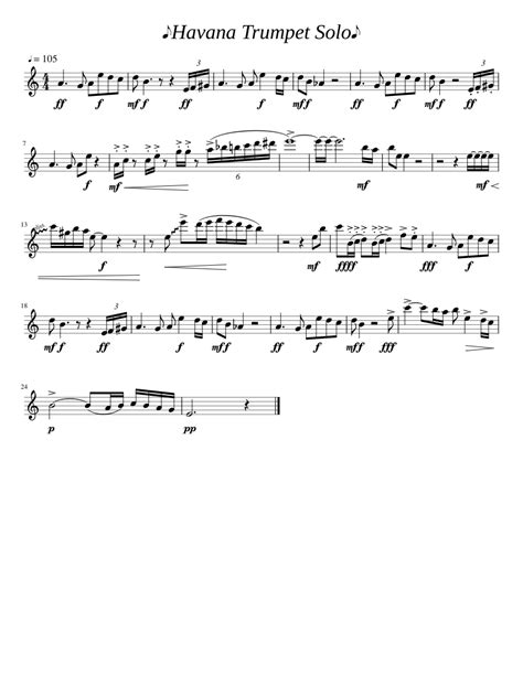 Havana Trumpet Solo Sheet Music For Trumpet In B Flat Solo