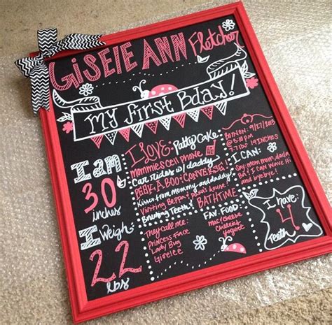 Lady Bug Themed First Birthday Chalkboard First Birthday Chalkboard