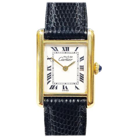 Cartier Ladies Vermeil Must De Cartier Mechanical Tank Wristwatch At