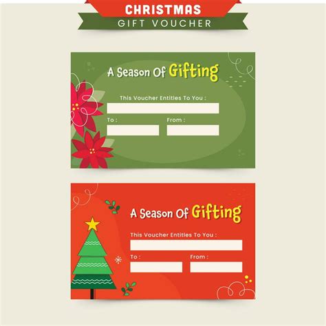 Christmas Gift Voucher Or Card Template Layout In Green And Red Color ...