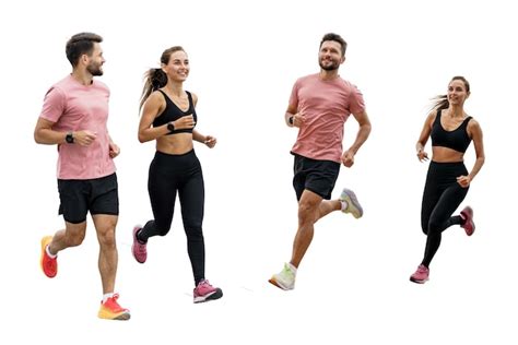 Casal Ativo Em Roupas Esportivas Correndo Facilidade Mostrando