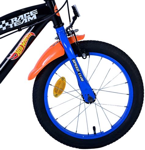 Hot Wheels Kids Bike - Boys - 16 inch - Black Orange Blue - Two hand brakes